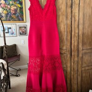 Tadashi Shoji Coral Embellished Cut Out Maxi Gown